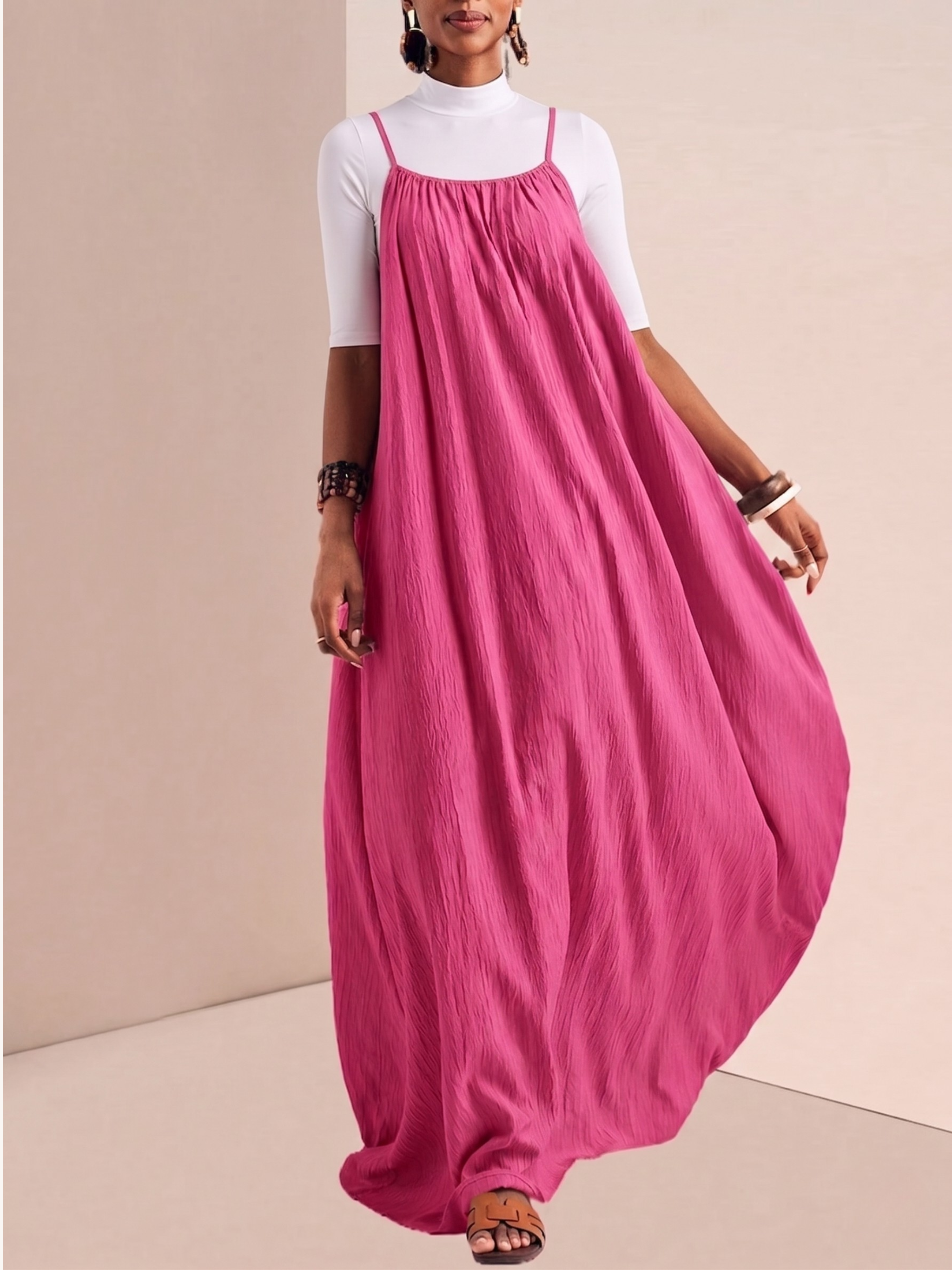 Spaghetti Strap Flowy Maxi Dress (Plus Size Friendly)