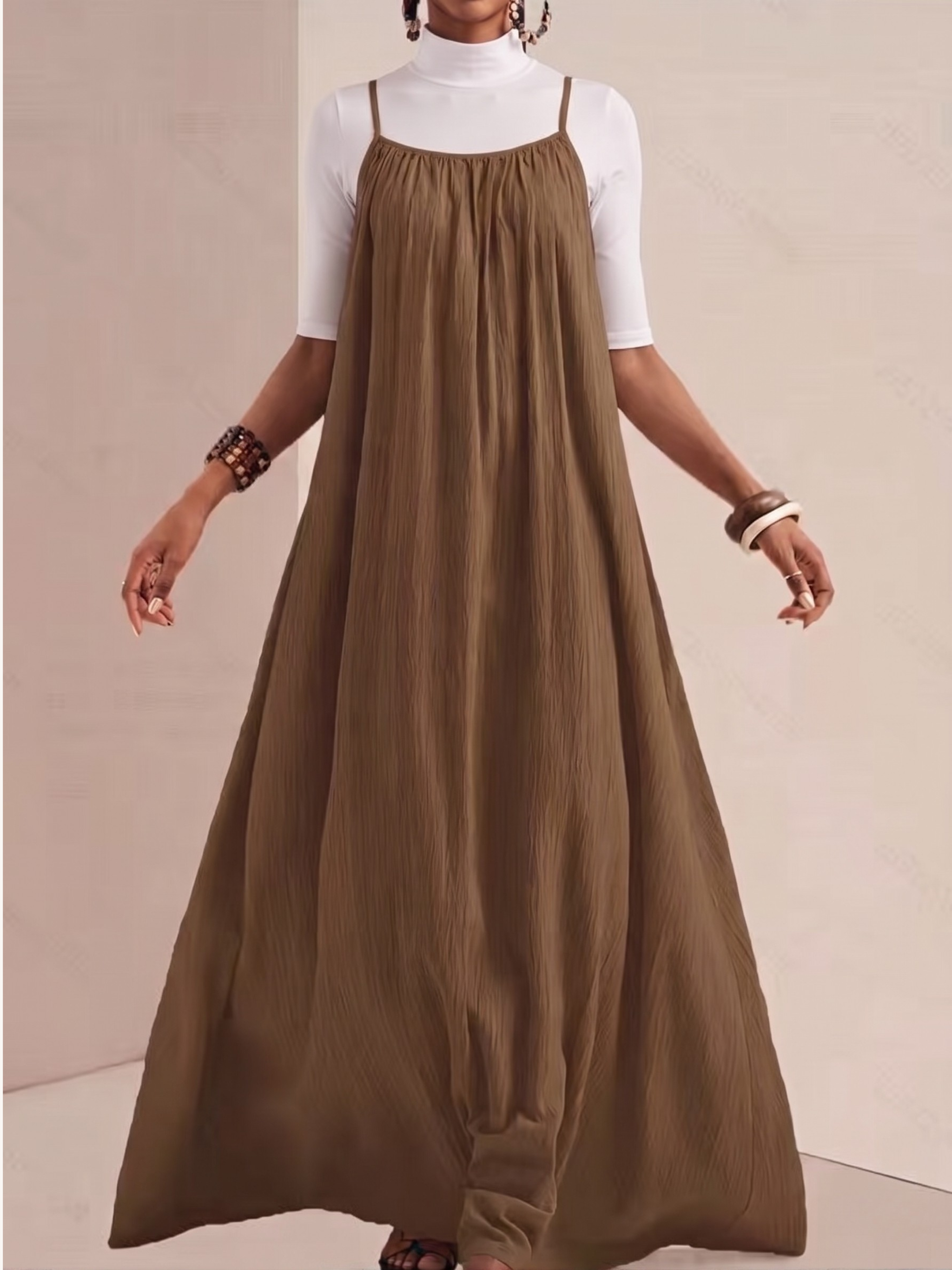Spaghetti Strap Flowy Maxi Dress (Plus Size Friendly)