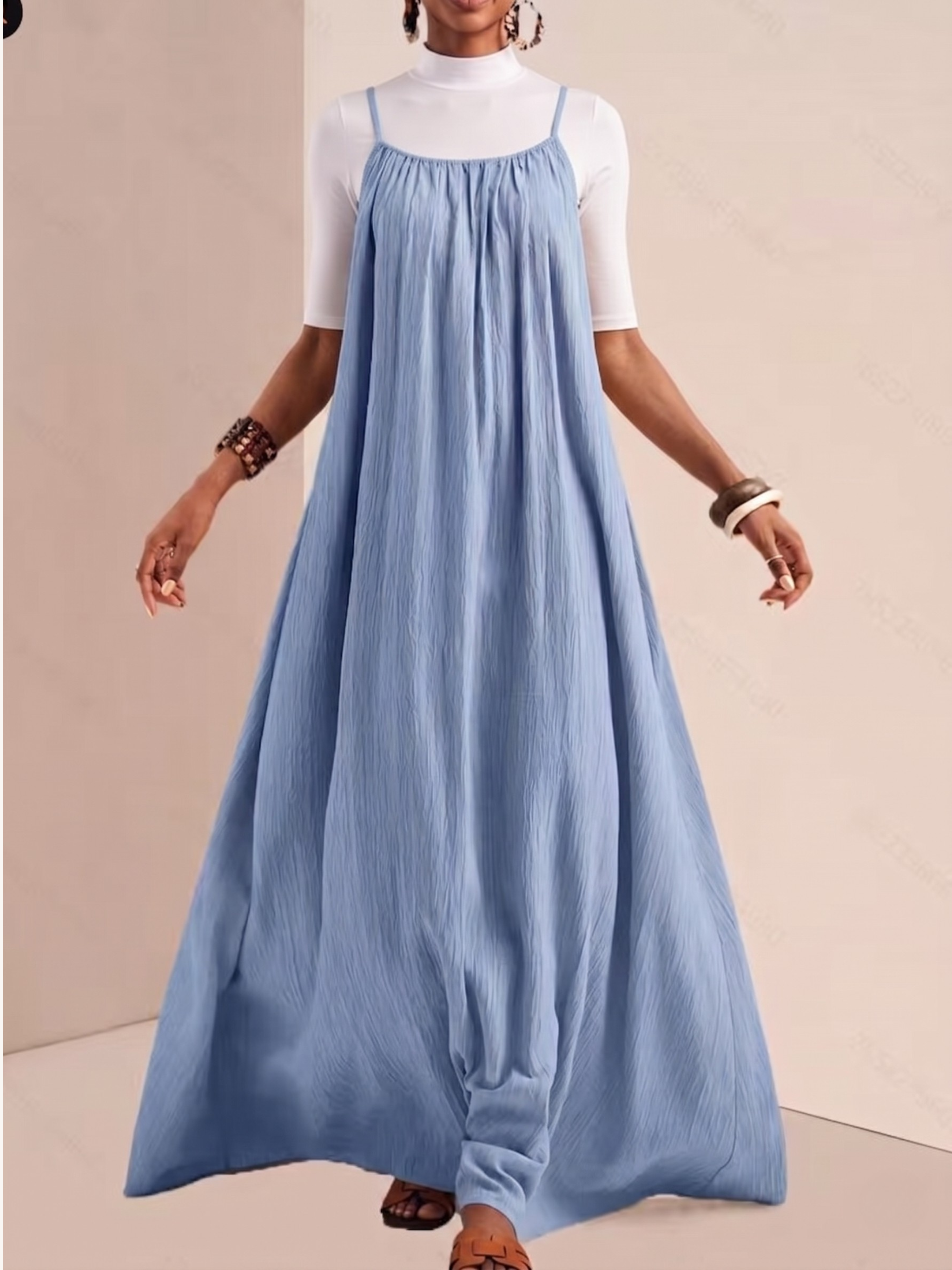 Spaghetti Strap Flowy Maxi Dress (Plus Size Friendly)