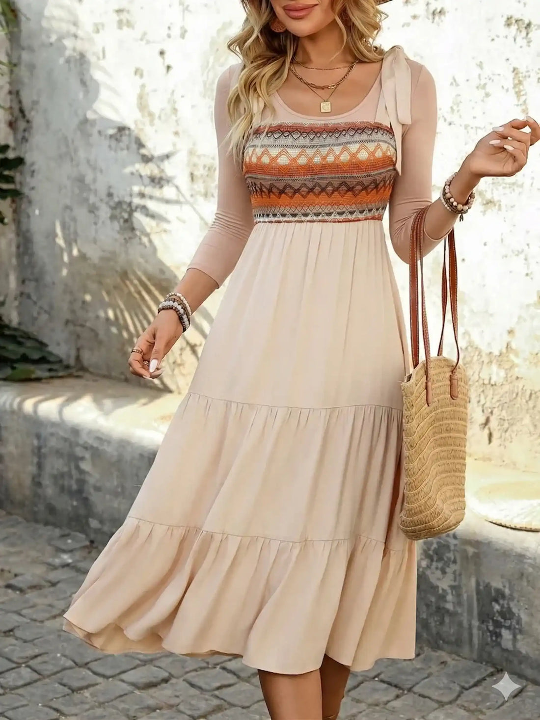 Smocked Tiered Midi Cami Dress