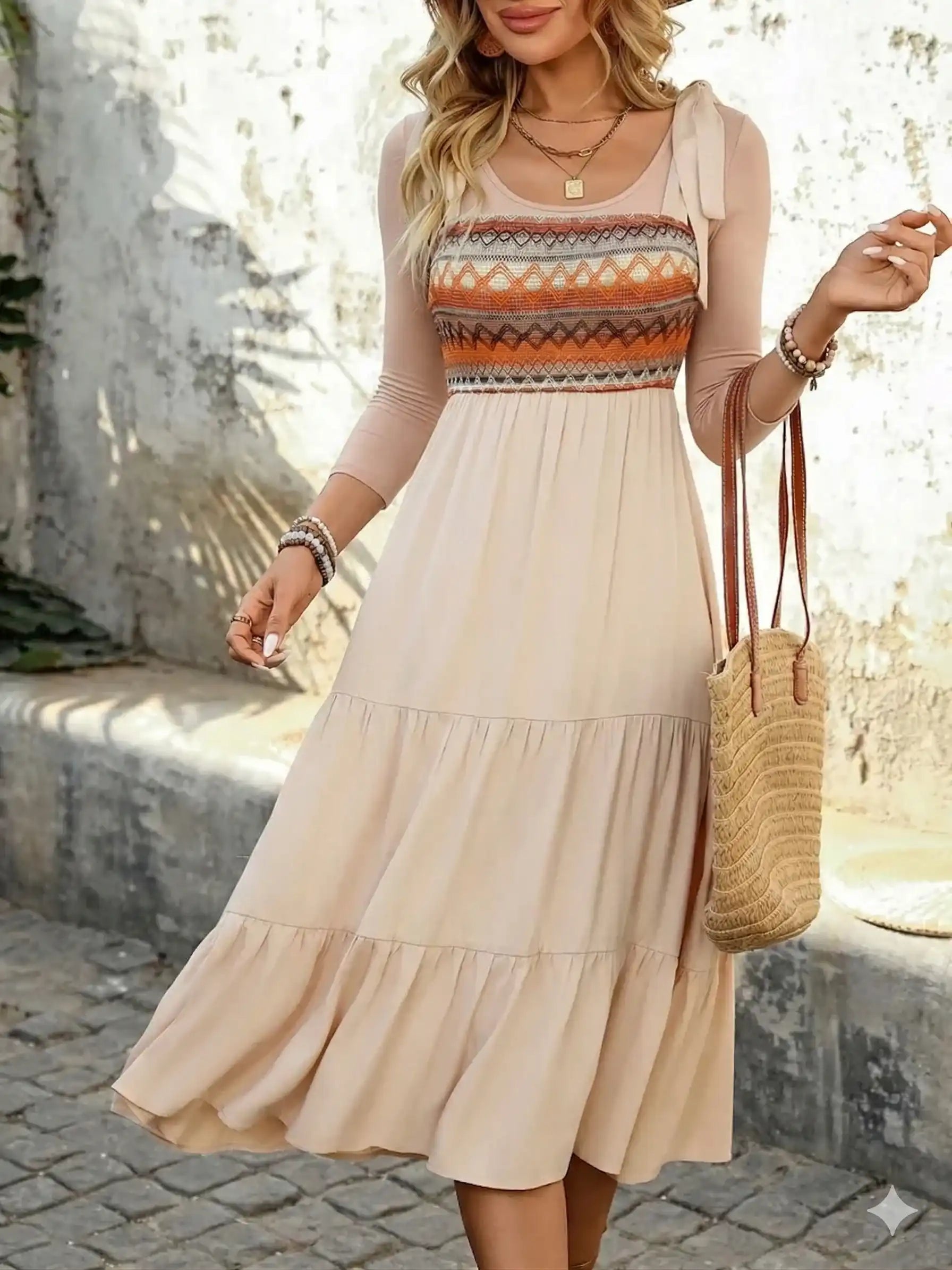 Smocked Tiered Midi Cami Dress