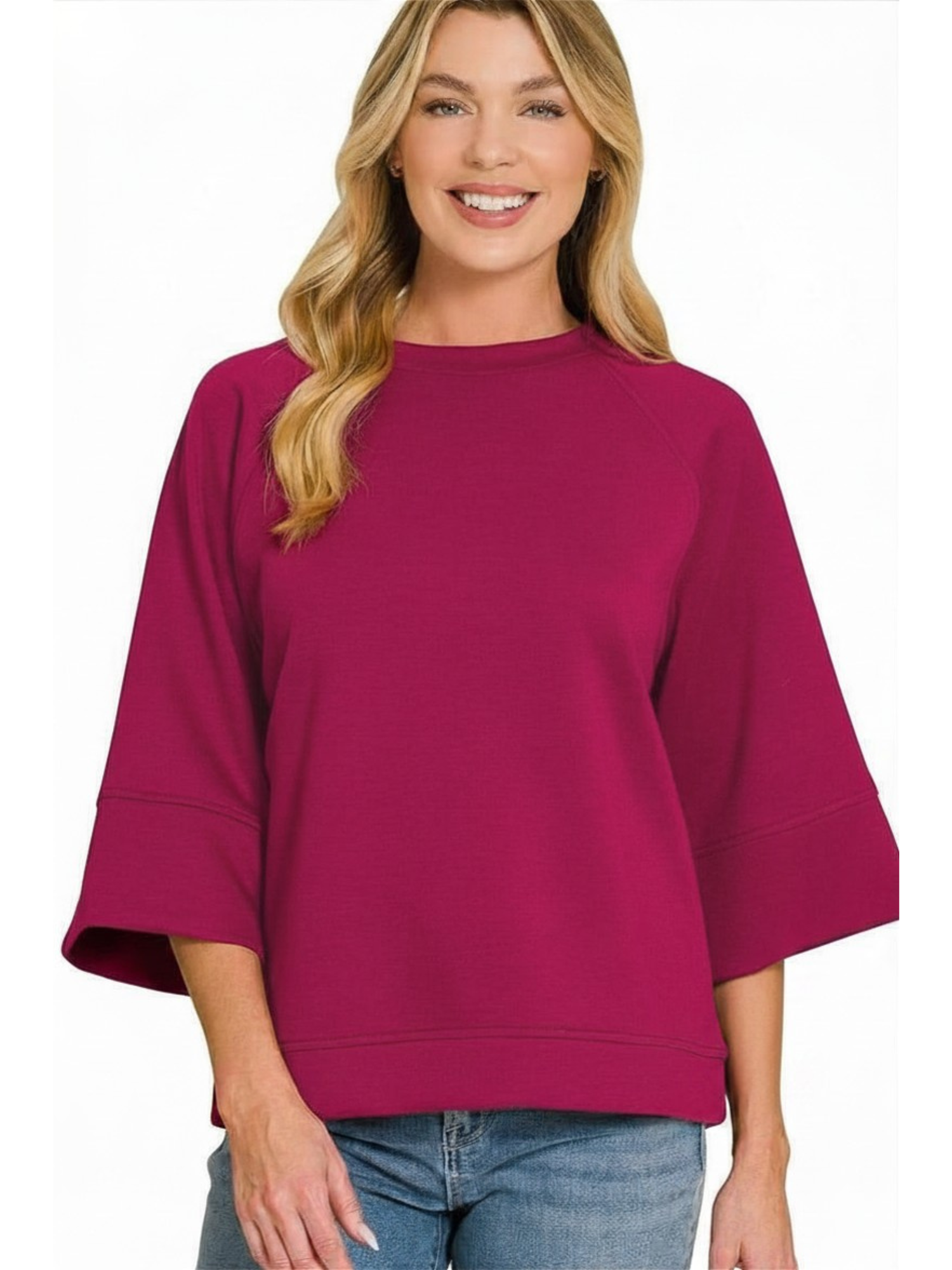 Scuba Bell Sleeve Pullover Top