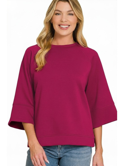 Scuba Bell Sleeve Pullover Top