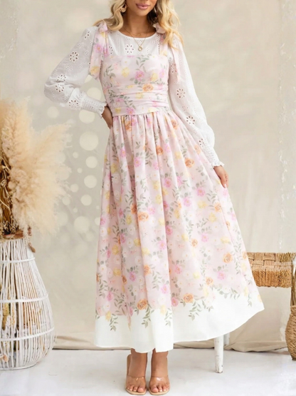 Floral Print Tie-Shoulder Square Neck Midi Dress