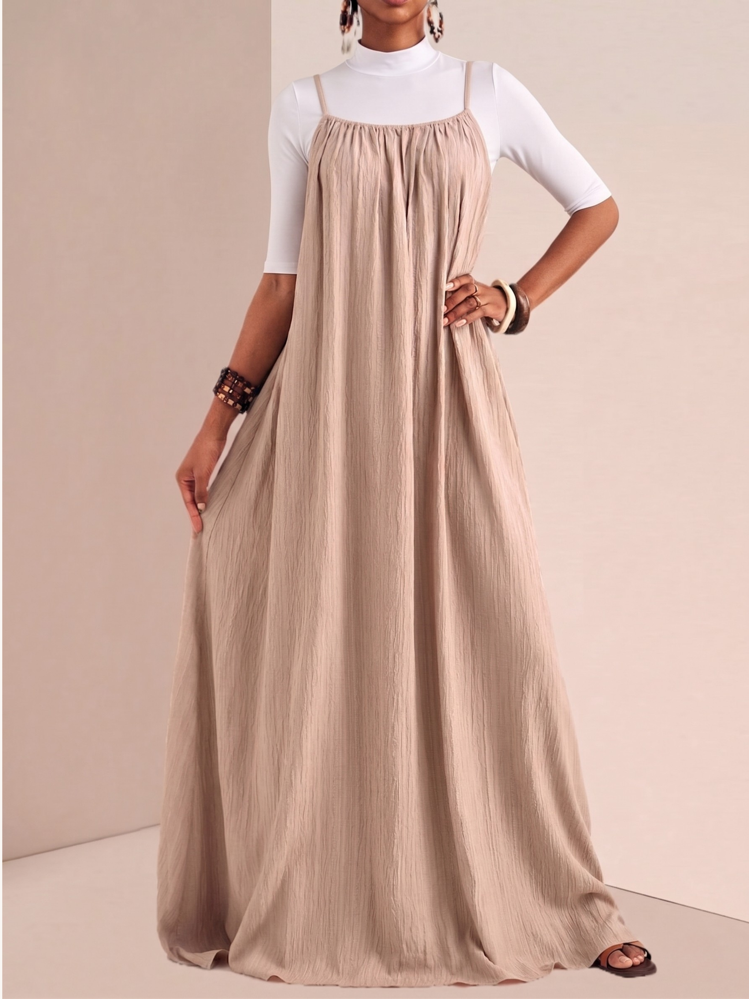 Spaghetti Strap Flowy Maxi Dress (Plus Size Friendly)